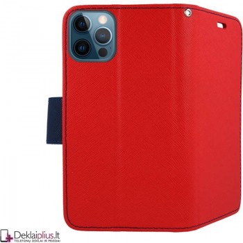 Atverčiamas dėklas su skyreliais - raudonas (Apple Iphone 12 Pro Max)
